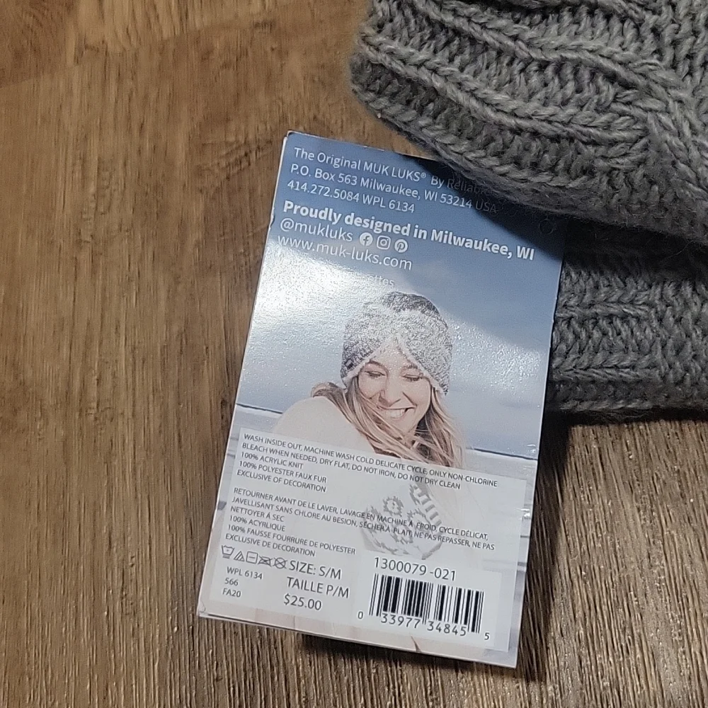 Muk Luks Slipper Socks Grey Cable Knit Grips S/M